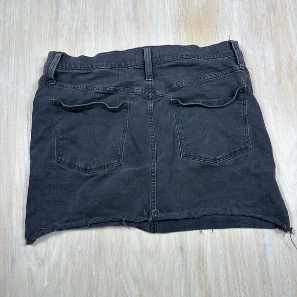 Madewell Black Stretch Denim Straight Raw Hem Casual Frayed Denim Mini Skirt 32 - Picture 11 of 13